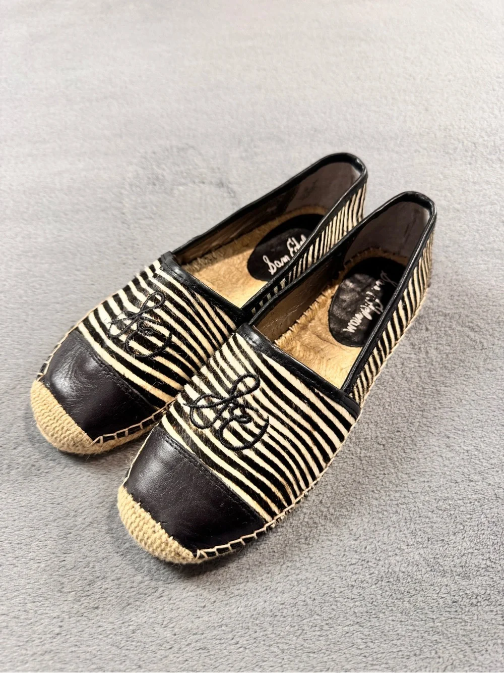 Sam Edelman ‘Lewis’ Calf Hair Zebra Striped Espadrille Slip-Ons